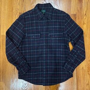 NWT J. Crew navy blue/red/white plaid heavy flannel button down